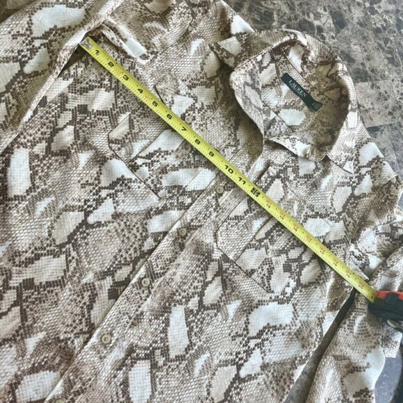 LAUREN RALPH LAUREN BLOUSE SZ S SNAKESKIN PRINT CHARMEUSE VERSATIL SOPHISTICATED - Picture 5 of 16